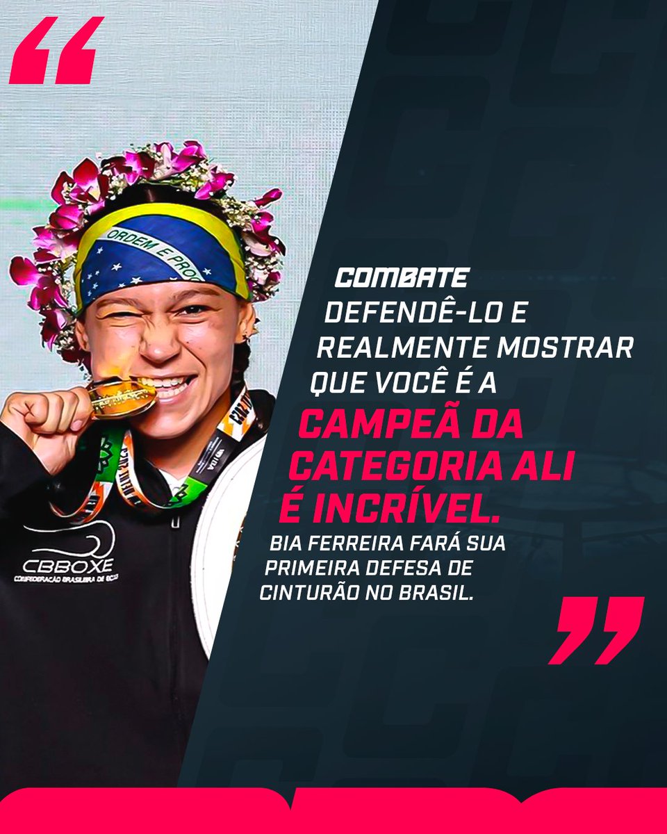 combate's tweet image. Primeira defesa de título em casa! 🇧🇷🥊
Desde 2022 no boxe profissional, Bia Ferreira vai defender o cinturão mundial pela primeira vez no Brasil! Dia 27 de setembro, ela encara Maira Moneo no Spaten Fight Night 2
#SFNnoCombate