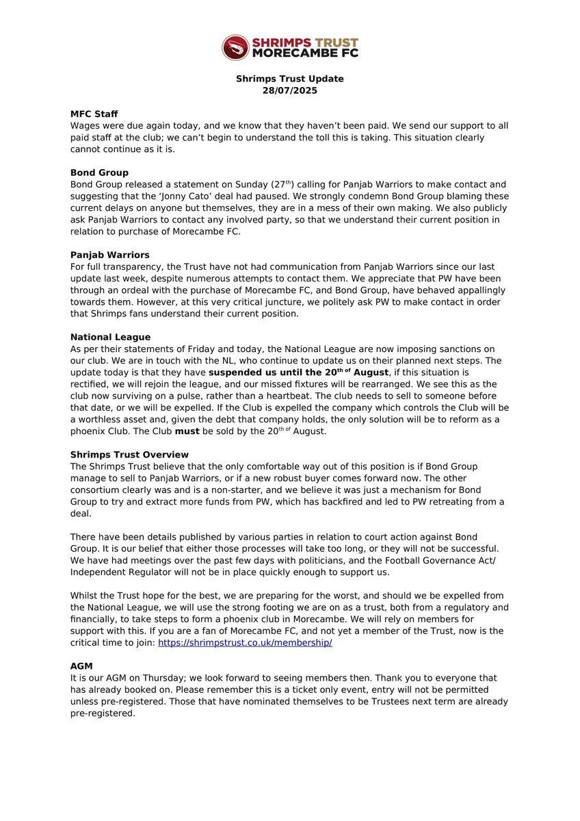 shrimpstrust's tweet image. The Trust has the below update following the events of the past few days.