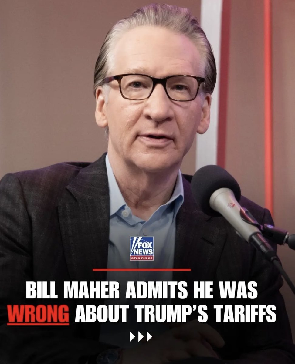 SamUSOH's tweet image. Bill Maher admits he was wrong about President Trump's tariffs:
"I don't know what his strategy is. The stock market is at an all-time high... I don't see a country in a depression at all."