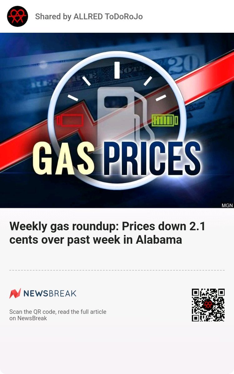 ALLREDToDoRoJo's tweet image. Weekly gas roundup: Prices down 2.1 cents over past week in Alabama.
Two fkn pennies....

 #Gasprices #Alabama #Priceofoil #LaborDay #Gasstations
share.newsbreak.com/e9g69s3v