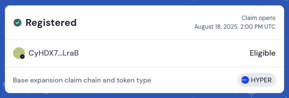 Sprawdźcie swoje portfele:
claim.hyperlane.foundation

Osobiście nie działałem już tak jak wcześniej, ale jednym portfelem używałem most i coś tam wpadło. Ile nie wiem, okaże się przy odbiorze.

⏳Koniec rejestracji 11 sierpnia, 2025, 3:59 AM UTC
✅Claim 18 sierpnia, 2025, 2:00 PM