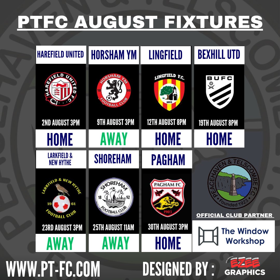 PT_FC's tweet image. Action packed August ⚽️ 

Fa cup starts this Saturday! 

@HarefieldUnited visit the Window Workshop Sports Park at 3pm! 

Please note that season tickets are NOT VALID for this fixture. 

£8 Adults 
£5 Concessions 
£1 U18s