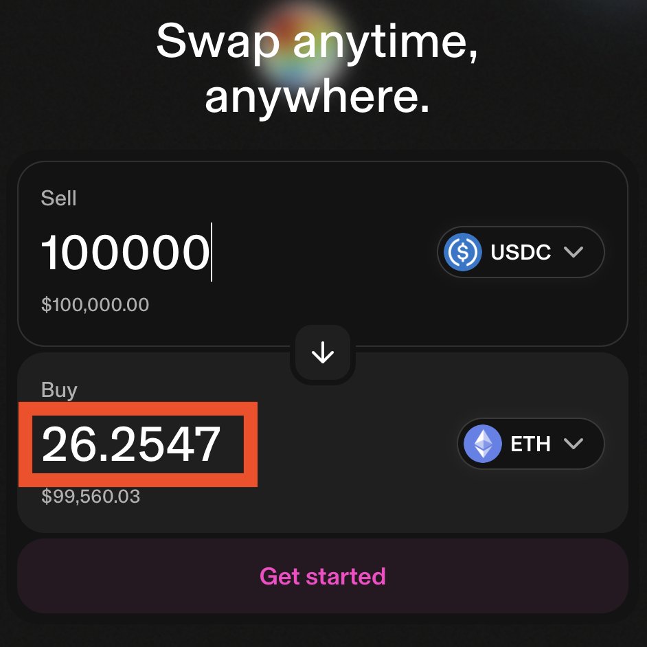0xbraunguy's tweet image. once again, the best place to buy $ETH is on @solana
@KaminoFinance swap consistently offering better prices than both Uniswap and Coinbase