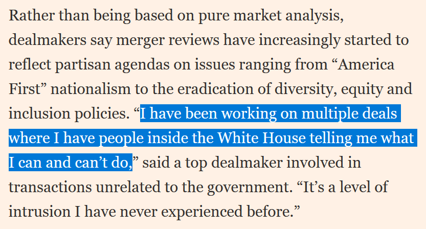 Some form of schadenfreude to see dealmakers who called for Lina Khan to be fired realize that a rule of law approach to antitrust was better for business than corrupt political interference.