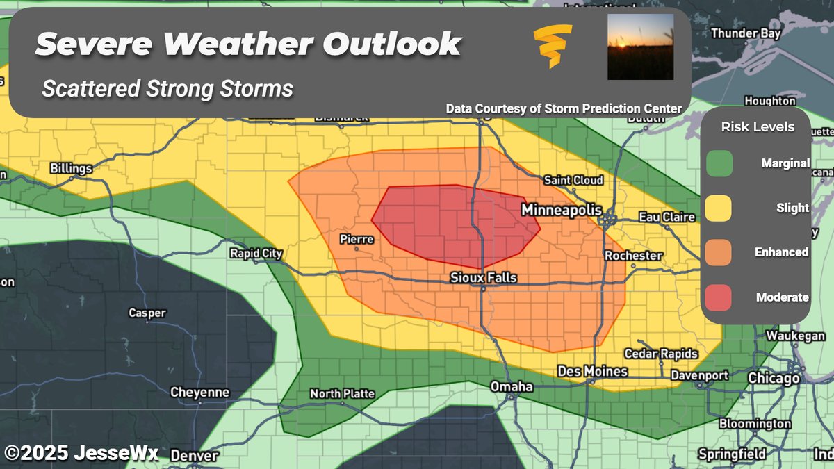 JesseWeather000's tweet image. Strong Thunderstorms Today in the North Plains, damaging tornadoes and high winds are expected.
This one will be particularly tricky to forecast as our forecast models do have different ideas of today's threat.
Nevertheless, be prepared for today.
#wxtwitter #SDwx #MNwx