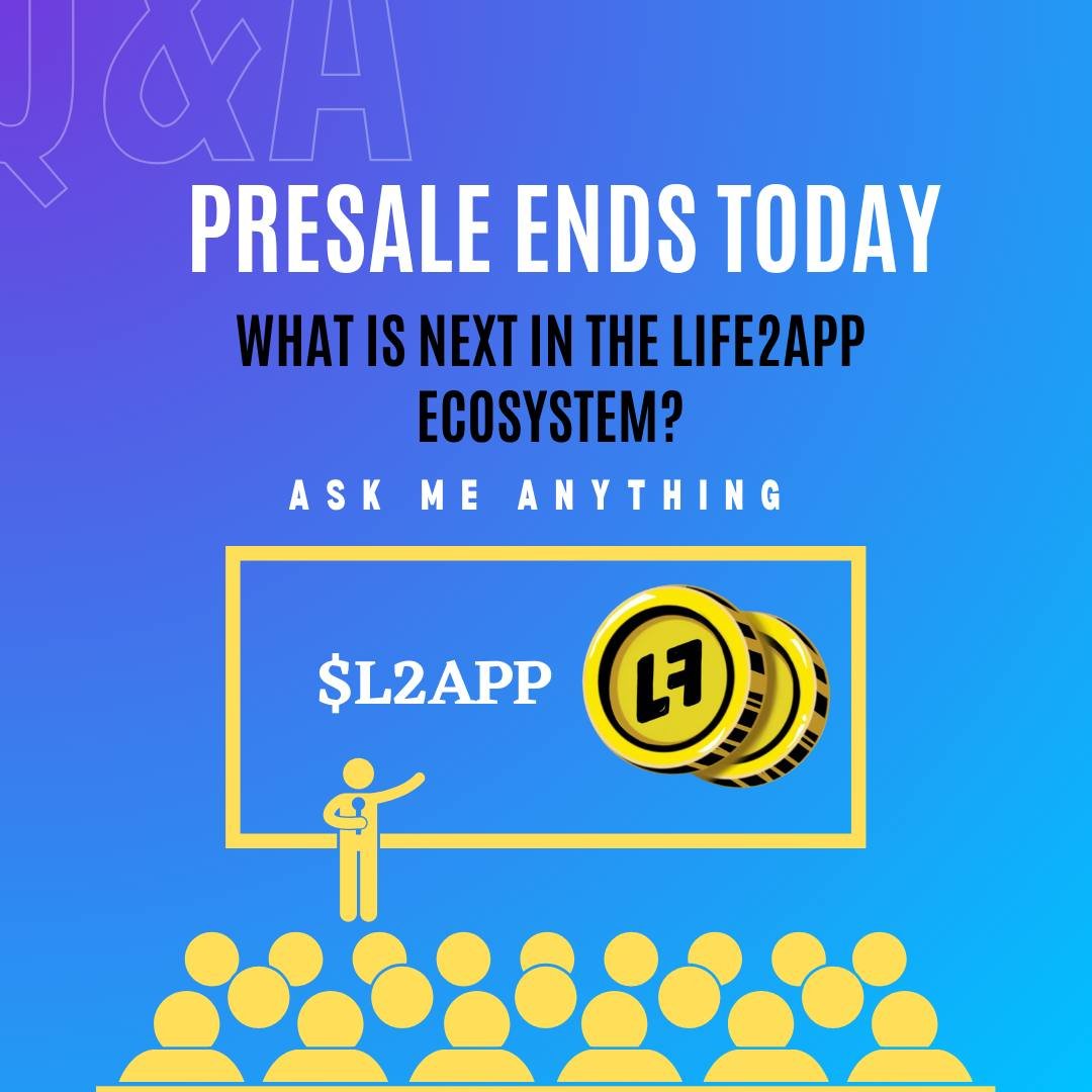 🎉Presale Ends Today – Thank You for Believing in Us! 🎉

We are thrilled to announce that the Life2App Presale officially ends today! Your support, trust, and belief in our vision mean the world to us. 💚

To celebrate this milestone and keep the momentum going, we’re organizing