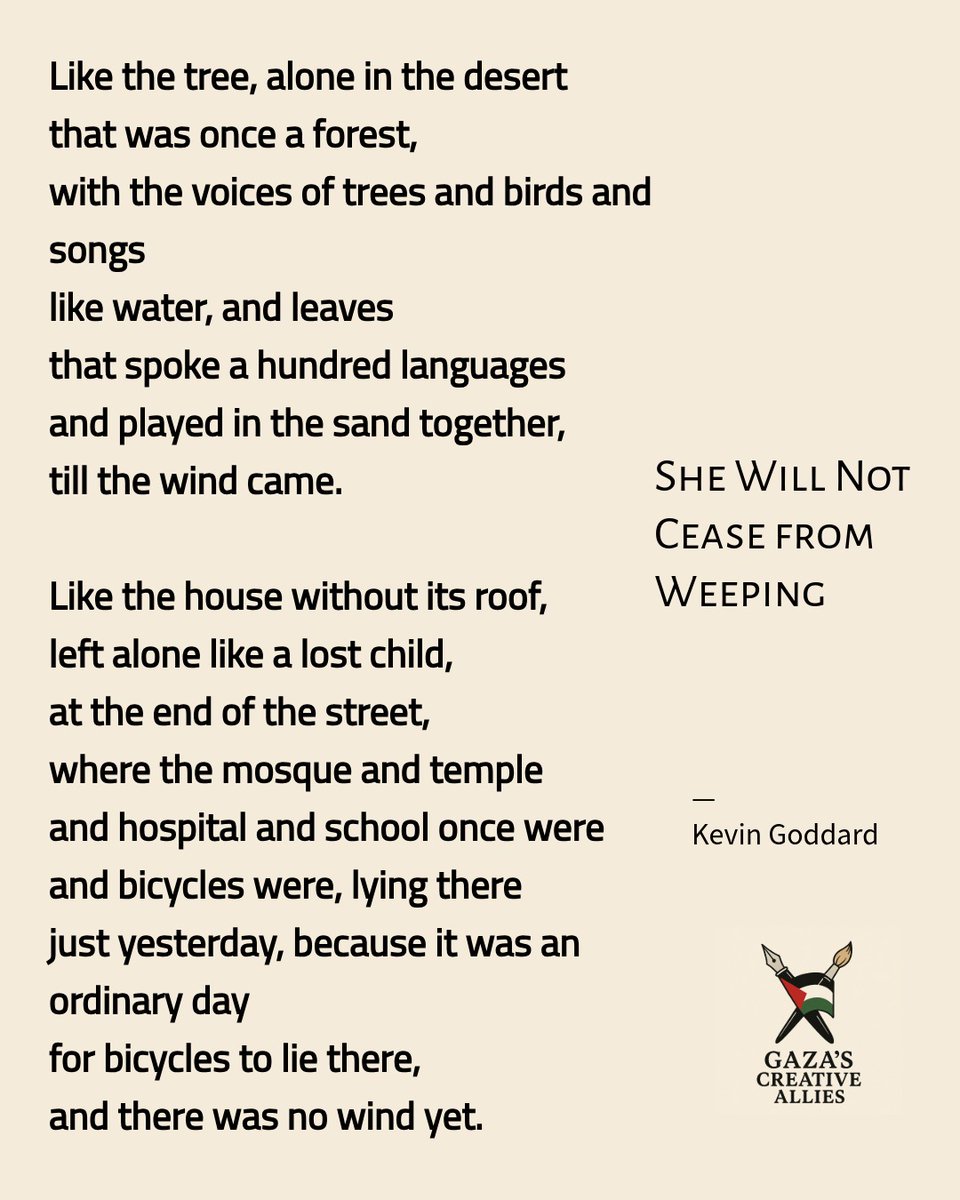 GazaAllies's tweet image. She Will Not Cease from Weeping, Kevin Goddard