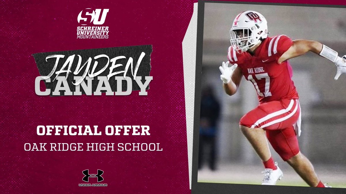 After a great camp and conversation with <a href="/coachkeithallen/">Keith Allen</a> and <a href="/coach_hallmark/">Shane Hallmark</a> I'm honored to receive an offer from Schreiner University! #ClassOf2026 #AGTG #HillCountryTough #Mountaineers

<a href="/oakridgefb/">War Eagle Football</a> <a href="/CoachBlackshire/">Tyler Blackshire M.Ed.</a>  <a href="/CoachADarling/">Austin Darling</a>  <a href="/SchreinerFB/">Schreiner Football</a>   <a href="/DonnieBaggs_/">#HCville</a>   <a href="/FSP_training/">FSP-Fairchild Sports</a>