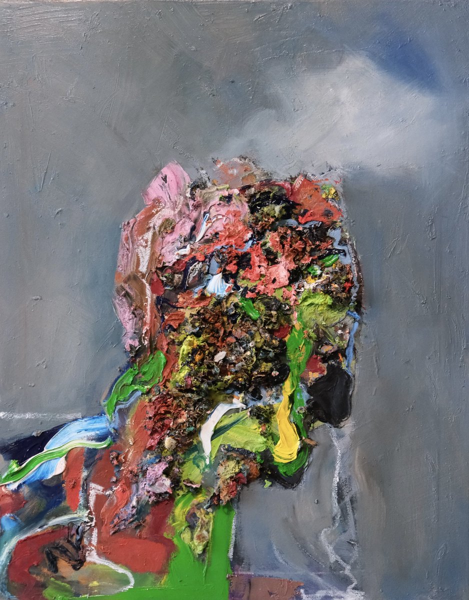 andysalazar's tweet photo. 16x20 inches oil on canvas. Impasto painting gives a 3 dimensionality to the painting. Abstract portrait. #abstractart #oiloncanvas #laart #losangelesartist #modernart #painting #figureative https://t.co/ODIEl1f6Iv