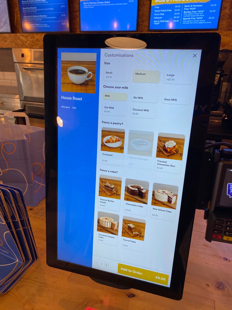 Pontyboy99's tweet image. Loving the new ordering system at @BobandBerts #Dumfries, however, how do we scan our loyalty app to gain our loyalty points and build up to our free drinks? ☕️
From a very loyal customer. 🙌