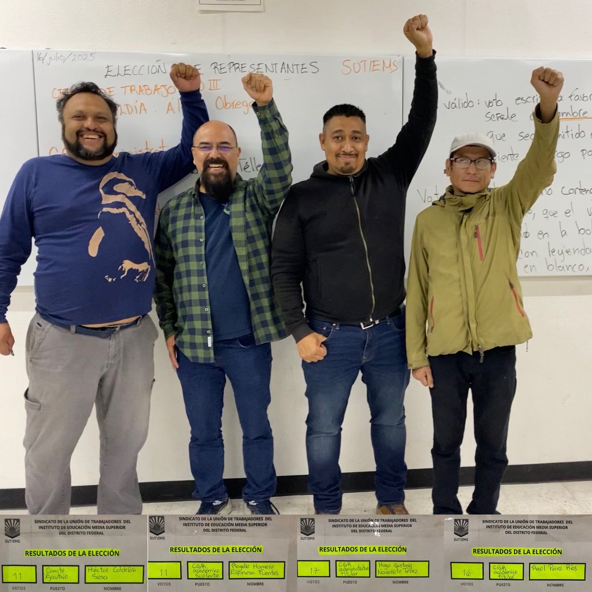 El 16 de julio resultamos electos los siguientes trabajadores afiliados al <a href="/SutiemsOrg/">Sutiems Org</a> del Plantel Álvaro Obregón 3 en los siguientes cargos sindicales:
Comité Ejecutivo
- Hector Calderón Sosa
CGR Académico 
- Raul Perez Rios
CGR Administrativo
- Hugo Gustavo Navarrete Téllez