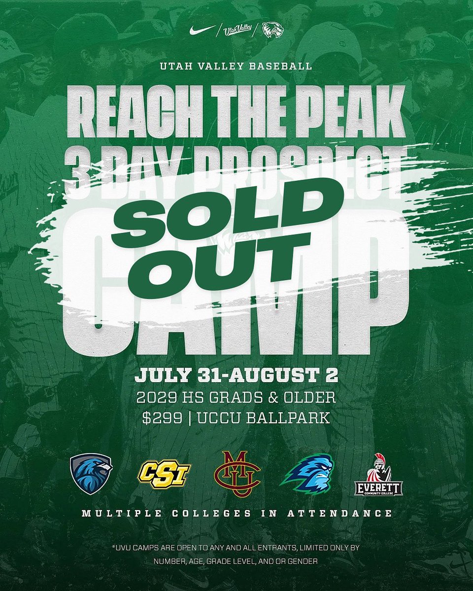 UVU Baseball Camps (@uvubsbcamps) on Twitter photo 🔥PACKED HOUSE🔥
REACH THE PEAK 3 Day Prospect Camp is sold out!! We can’t wait to get going on Thursday! Please email Coach Moralez at Mitchell.moralez@uvu.edu to join waiting list! 🔥PACKED HOUSE🔥
REACH THE PEAK 3 Day Prospect Camp is sold out!! We can’t wait to get going on Thursday! Please email Coach Moralez at Mitchell.moralez@uvu.edu to join waiting list!