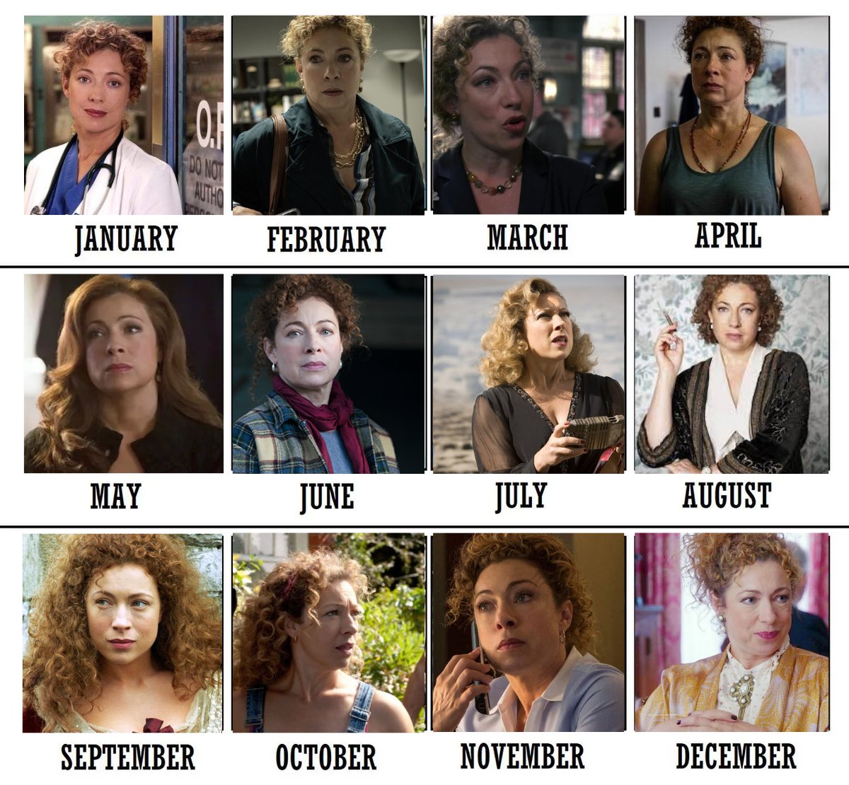 simplyalexk's tweet image. your birth month, your alex kingston character!