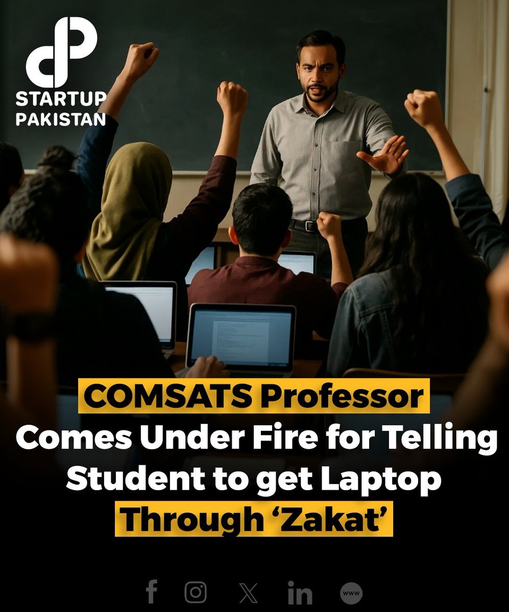 PakStartup's tweet image. COMSATS University Lahore is facing b@cklash after a video surfaced showing Professor Dr. Tayyab Chaudhary allegedly humili@ting a student for not bringing a laptop to class. 

#COMSATS #StudentRights #ZakatMisuse #AcademicAbuse #EducationEthics
