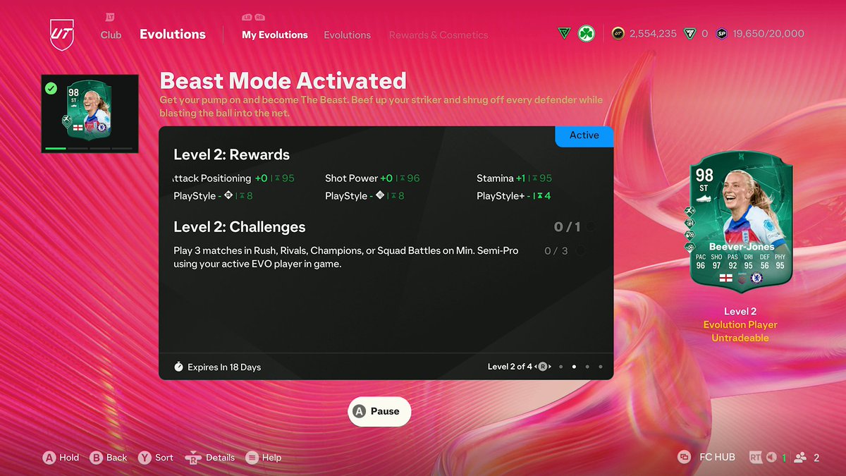 Anyone else sent Beever-Jones into this in the hope she goes to 99 Rated?

#FC25 #EAFC25