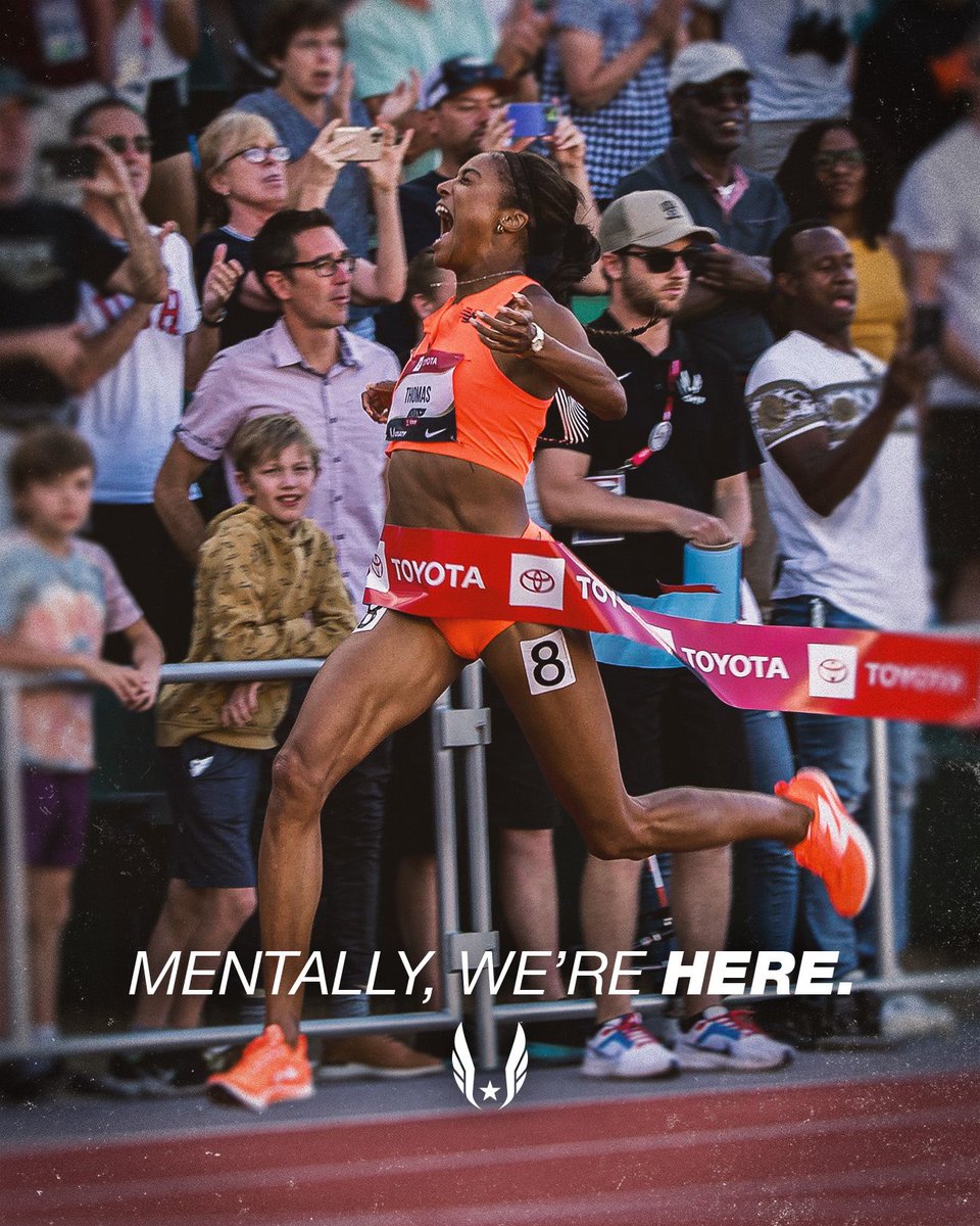 usatf's tweet image. Mentally, we’re here. The next chapter of Championship history gets written this week! 🔥
Watch live on NBC, Peacock, and USATF.tv July 31-Aug 3. 📺