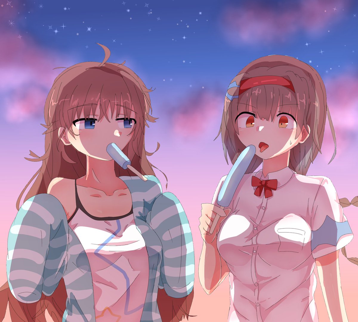 hikobae7095110's tweet image. 過去絵君野イマとミライ背景追加
#君野イマ　#君野ミライ