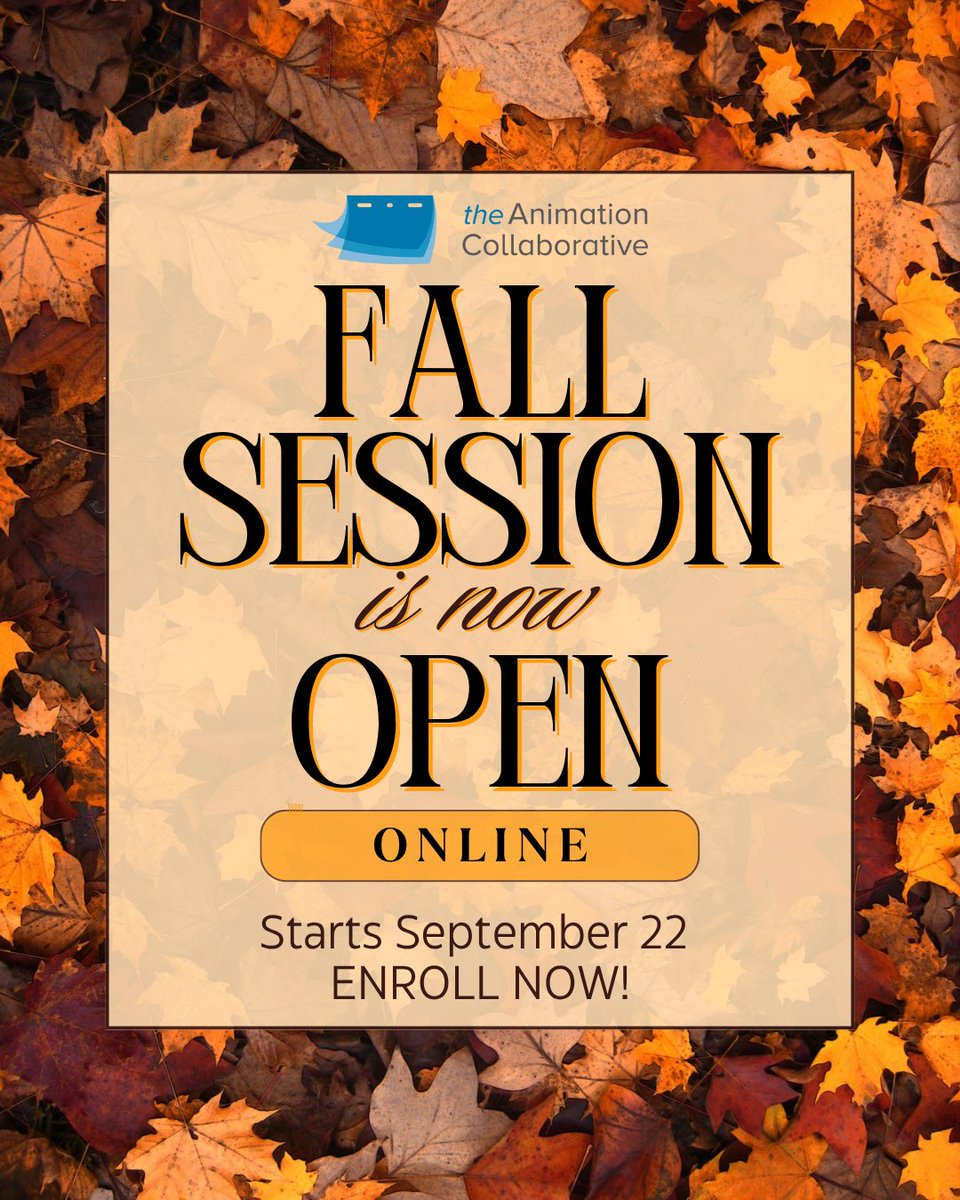 ProRigsLLC's tweet image. @animationcollab: Fall Workshops are here!
Join us Sept 22–Nov 29 to level up your animation skills ✏️🎬
🚨 Registration closes Sept 18 — don’t miss out!
🔗 Link in bio to enroll!
#FallWorkshops #AnimationClasses #LearnAnimation