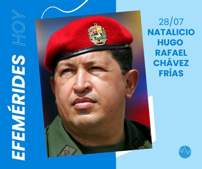 El #28DeJulio se conmemora el natalicio de Hugo Rafael Chávez Frías, líder histórico de la República Bolivariana de #Venezuela.  Nacido el 28 de julio de 1954 en Sabaneta, Barinas, Chávez dedicó su vida a luchar por la justicia social y la igualdad. #ChavezVive