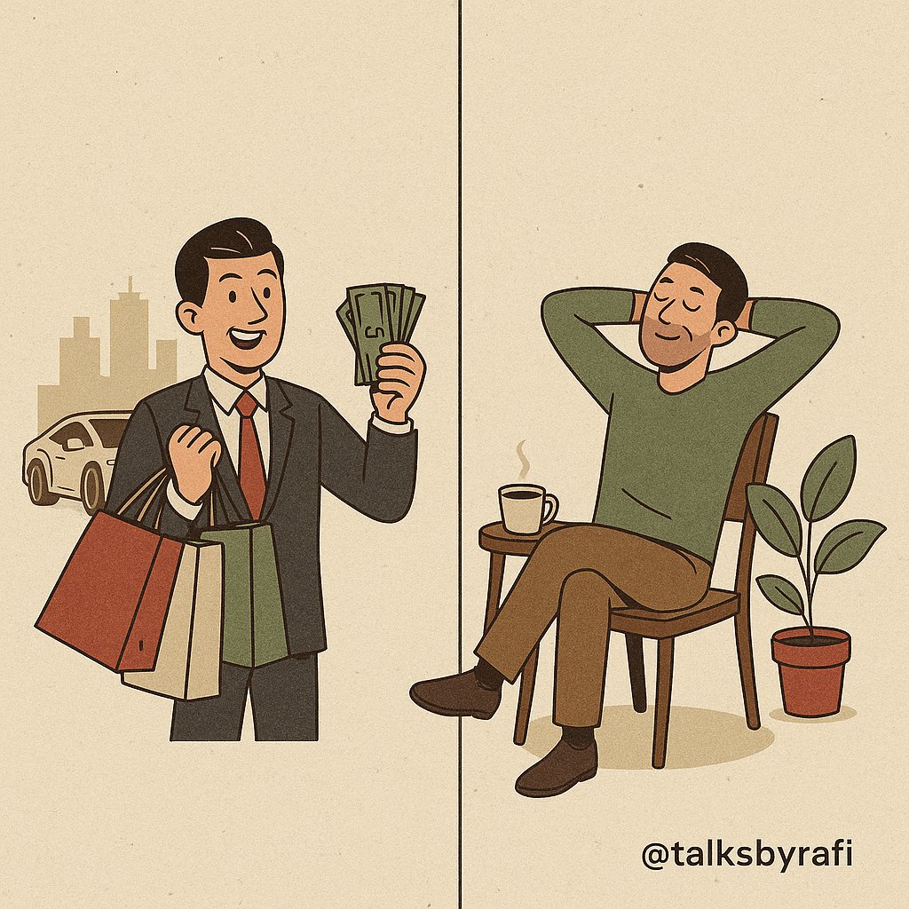 Everyone wants to be rich.
Very few want to be free.

Rich = You can buy what you want.
Free = You don’t need to.

One is noisy.
The other is peaceful.

Trade wisely. Save deeply.
Choose freedom.
Every time.