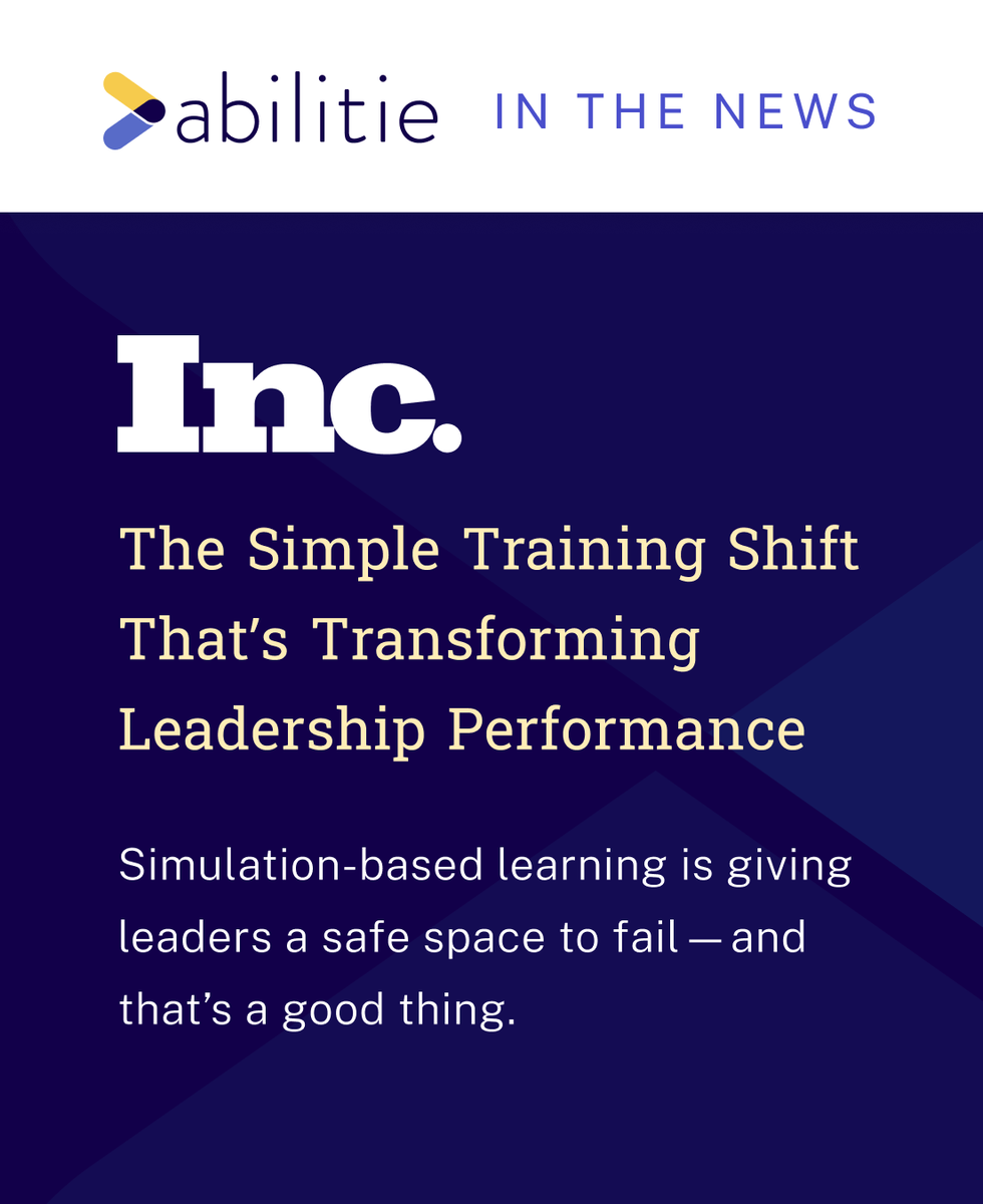 Abilitie was just featured in Inc. Magazine! 🚨


Our simulations help leaders build business skills by practicing tough decisions and strategies in realistic, team-based environments.

Read more to learn how we're transforming leadership development: hubs.li/Q03z5jfX0