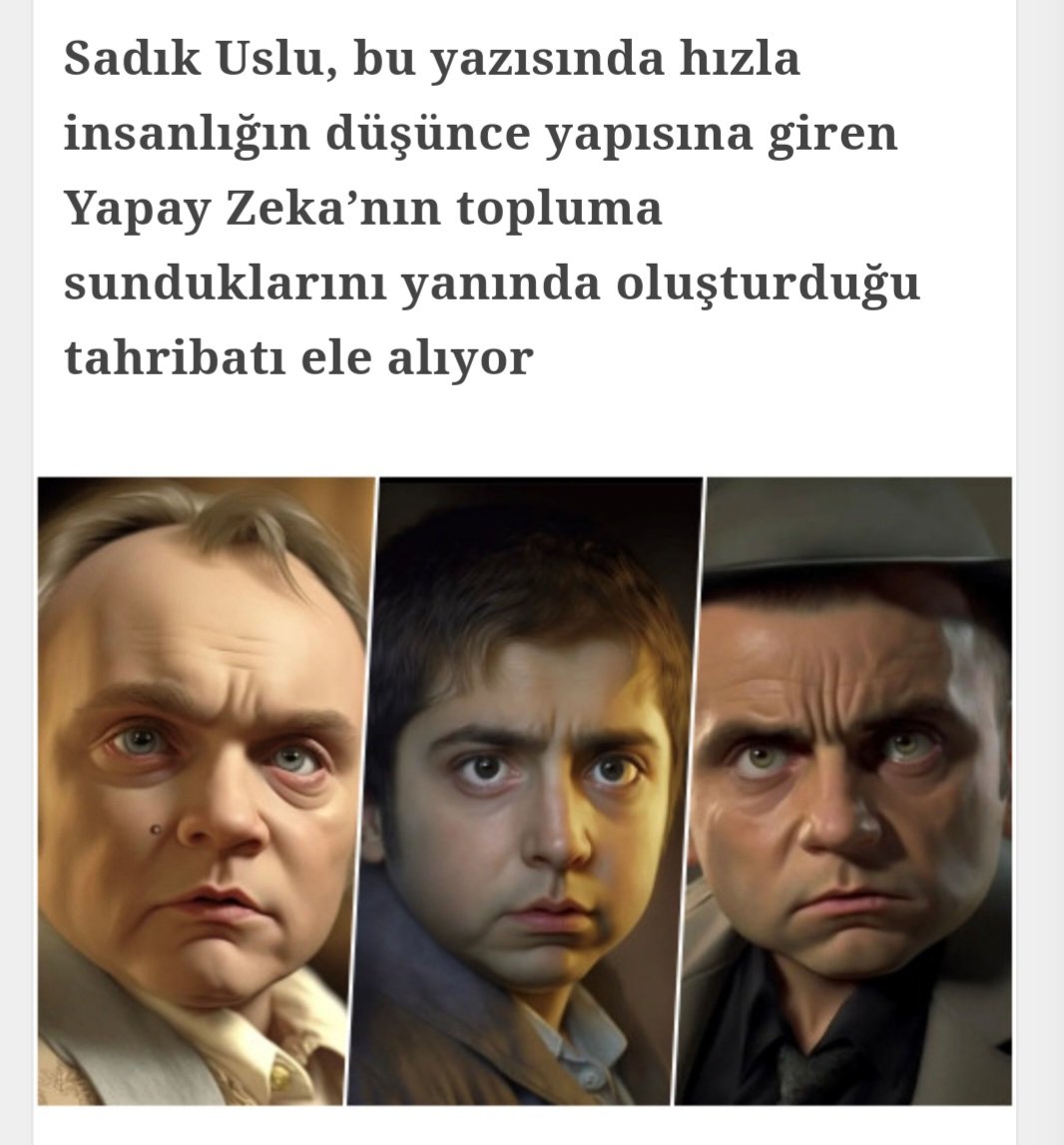 Yapay zeka, yapay karakterler ve embesilleşen sistem

Yazının tamamına linkten ulaşabilirsiniz.  ⬇️⬇️⬇️⬇️⬇️
uyananinsan.com/yapay-zeka-yap…