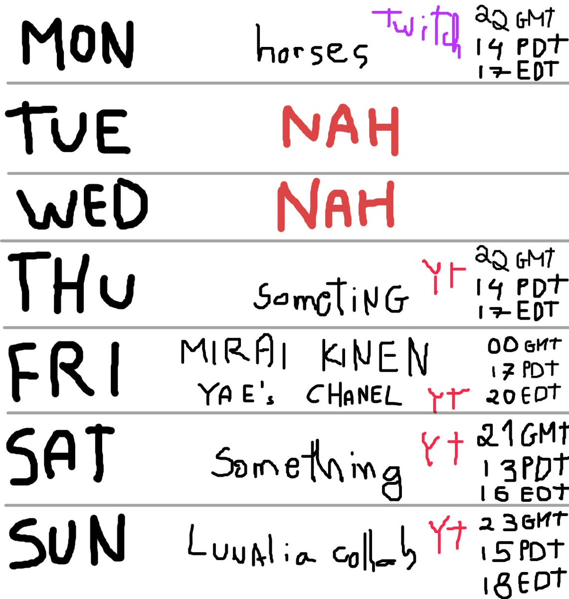 DrNOVAe's tweet image. heres a freaking schedule.
may the ops never know if im playing a game or exploring their bodies orifices till its too late.
clench in fear mercury retrograde