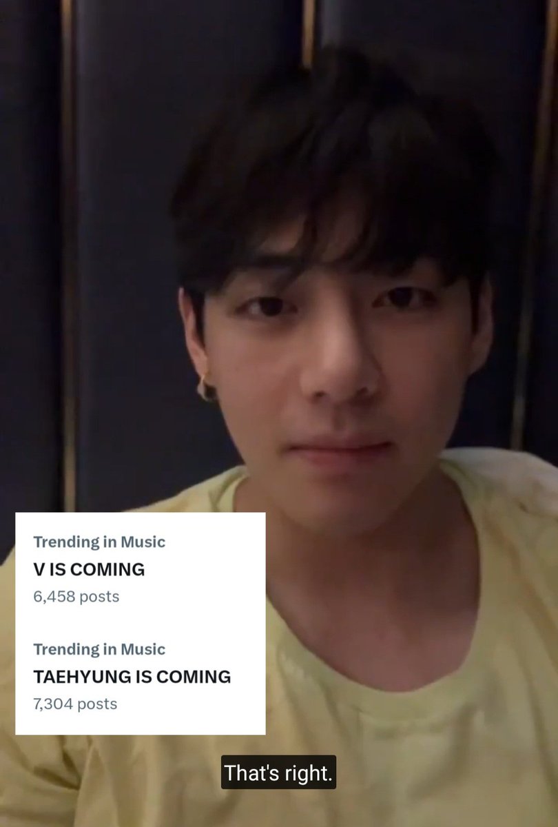 TataLovesArt2's tweet image. Trending in Music

V IS COMING 
TAEHYUNG IS COMING