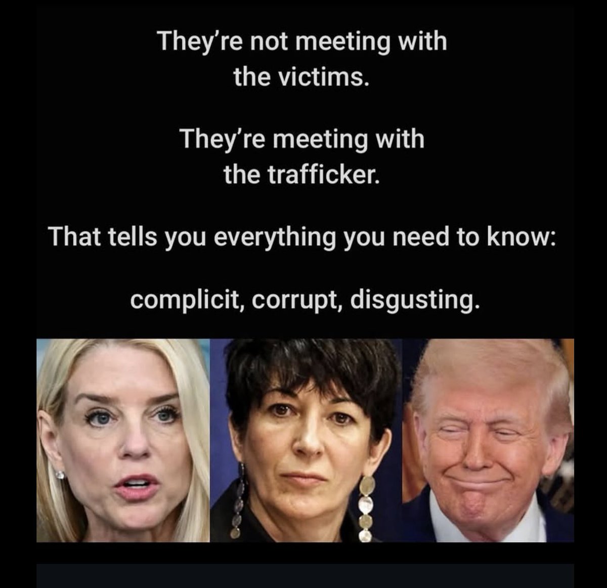 #DemsUnited #wtpBlueResists 

Epstein’s victim Virginia Giuffre on Maxwell “She is a monster. She’s worse than Epstein. She was vicious.  She was evil.  I know that woman”.

Maxwell is an vile, sex trafficking rapist criminal who deserves to be in prison for life.