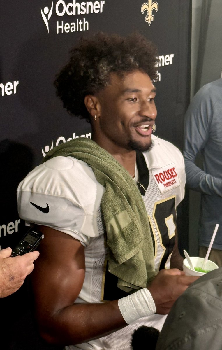 Julian Blackmon with the snowball after #Saints practice . Loves playing for Staley and the scheme