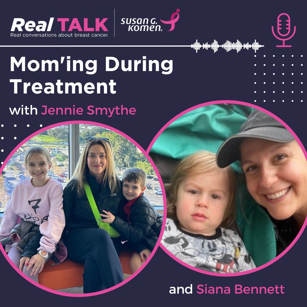 How can you be a full-time mom while also facing breast cancer? On today's episode of Real Talk, Jennie Smythe &amp; Siana Bennett have an honest conversation about how they navigated two demanding roles – mom and patient – at the same time.

Listen today: bit.ly/3IderPW