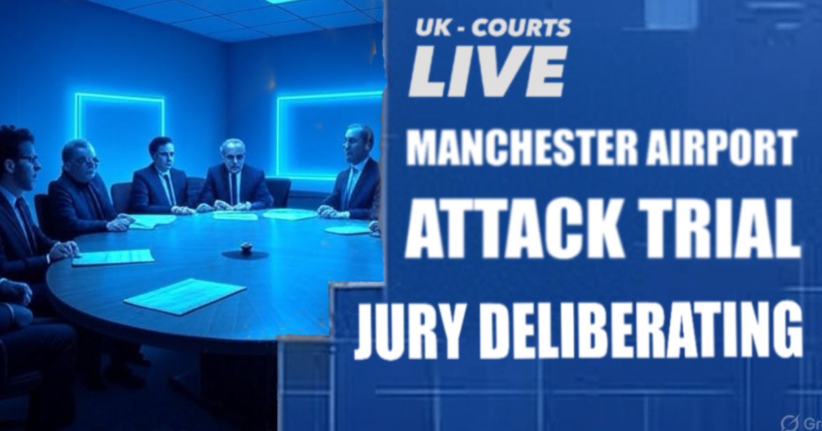 UK COURTS LIVE (@ukcourtslive) on Twitter photo ๐ด JURY NOW DELIBERATING:
The jury is out in the Manchester Airport Attack Trial. Weโll bring you the verdict the moment it lands.
Follow <a href="/UKCourtsLive/">UK COURTS LIVE</a> & switch on notifications, or Catch up all our In-Depth Live coverage so far, HERE โฌ๏ธ
vpnnews.co.uk/live-manchesteโฆ ๐ด JURY NOW DELIBERATING:
The jury is out in the Manchester Airport Attack Trial. Weโll bring you the verdict the moment it lands.
Follow <a href="/UKCourtsLive/">UK COURTS LIVE</a> & switch on notifications, or Catch up all our In-Depth Live coverage so far, HERE โฌ๏ธ
vpnnews.co.uk/live-manchesteโฆ