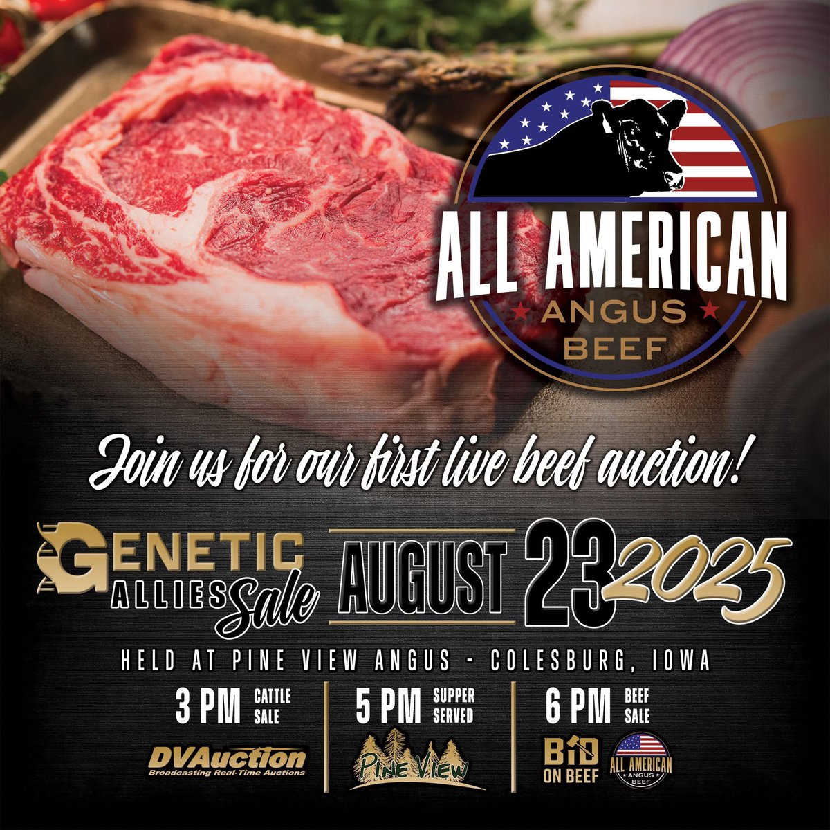 RadkeAmanda's tweet image. Join us for our first ever LIVE beef auction after the Genetic Allies Sale on August 23rd in Colesburg, Iowa!
Get registered on bidonbeef.com if you are not able to make it in person!