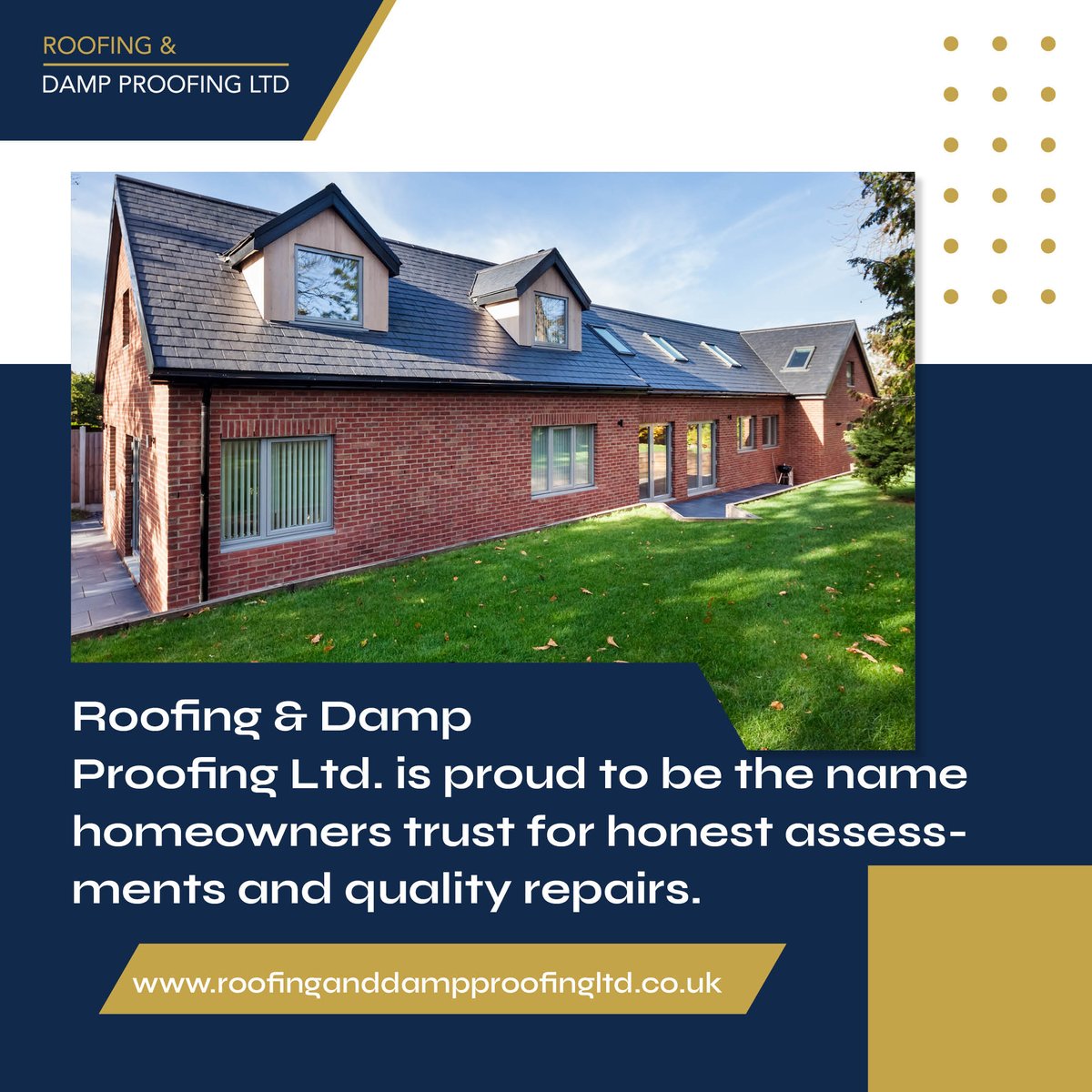 RoofDampProof's tweet image. 👷 Roofing &amp;amp; Damp Proofing Ltd. is proud to be the name homeowners trust for honest assessments and quality repairs.

Get to know us: roofinganddampproofingltd.co.uk

#TrustedLocal #RoofingExperts #RoofingAndDamp
