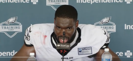 Cory_Nidoh's tweet image. Moro Ojomo on how going against #Eagles O-Line helps him:
"It gives me confidence to go up against the best offensive line here. A lot of guys don't get to ramp up in training camp and deal with this. I know every game will be easy after going up against this offensive line."