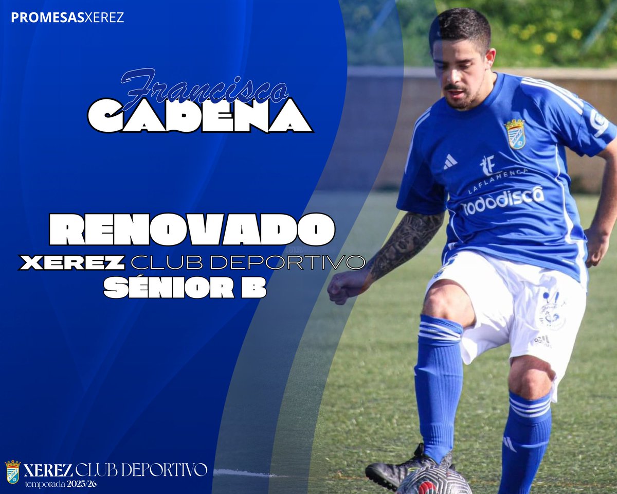 XerezCantera's tweet image. ๐ข ๐ข๐๐๐๐๐๐ | Cadena formarรก parte del #XerezB en la 25/26
โฝ๏ธ El central renueva su compromiso con el filial azulino
#PromesasXerez