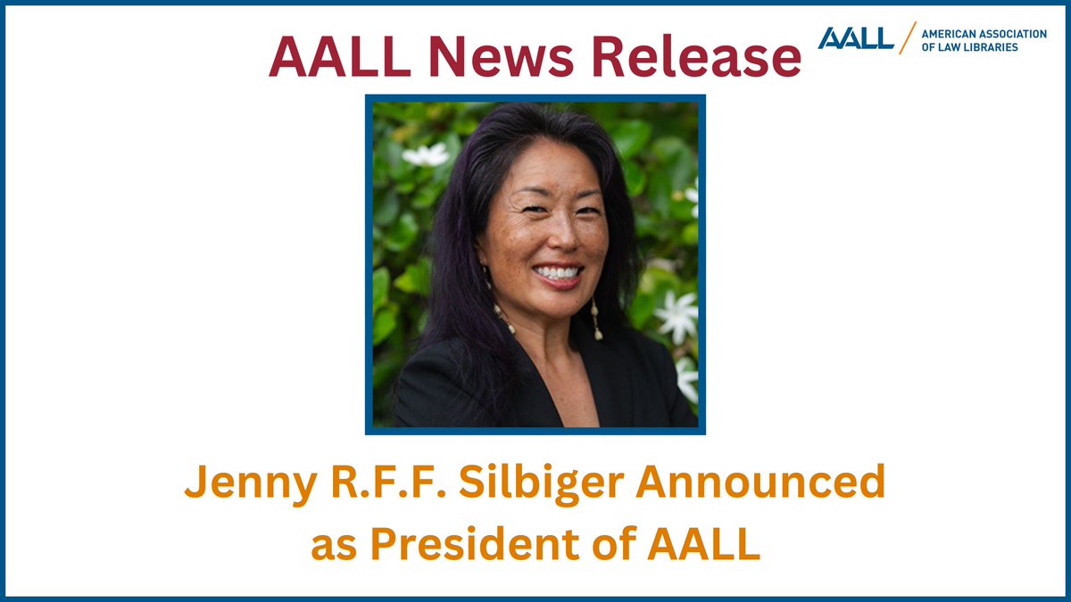 Big news! 🎉 Jenny R.F.F. Silbiger has been named AALL’s 2025–2026 President.
“In a time of rapid change, we need to lead with empathy and collaboration to advance equitable access to justice and support the growth of our profession." Join us in celebrating her leadership and