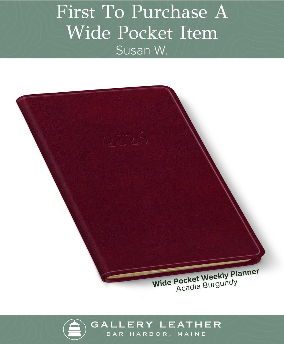 Gallery_Leather's tweet image. We want to congratulate Susan W. from New York on being the first person to purchase a Wide Pocket Item! Our new Wide Pockets are now available. Check them out: galleryleather.com/catalogsearch/…

#Planner #AddressBook #Notes #Planning #NewPlannerYear #NewPlanner #GalleryLeather #Maine
