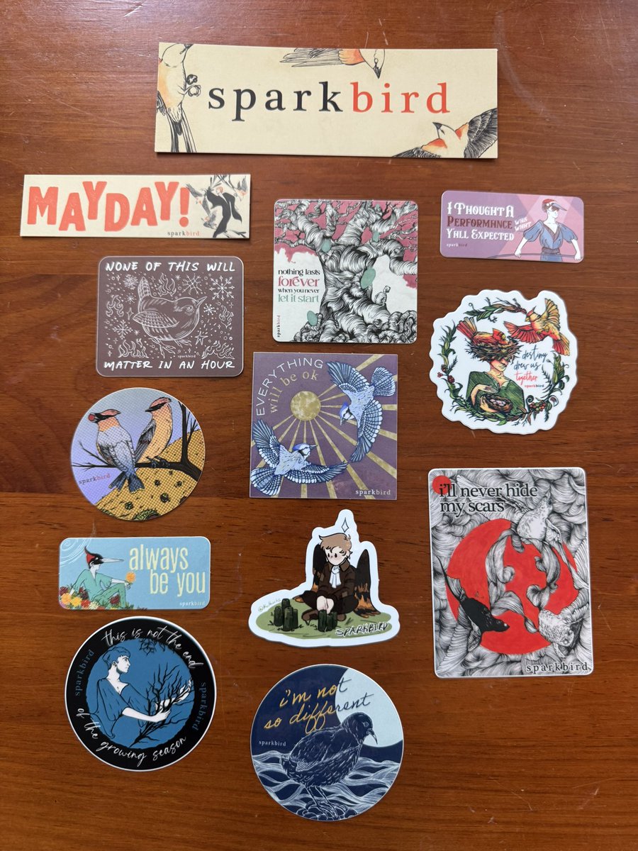 sparkbirdmusic's tweet image. current state of the sparkbird sticker + bookmark pack