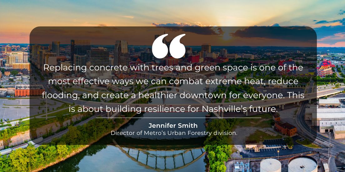 Nashville’s newest green space initiative is a prime example of bold, forward-thinking innovation. Turning over 31,000 square feet of concrete into vibrant urban green space! bit.ly/44Zn7kT  

#ClimateAction #UrbanForestry #NashvilleGreen #Sustainability #TreeCanopy