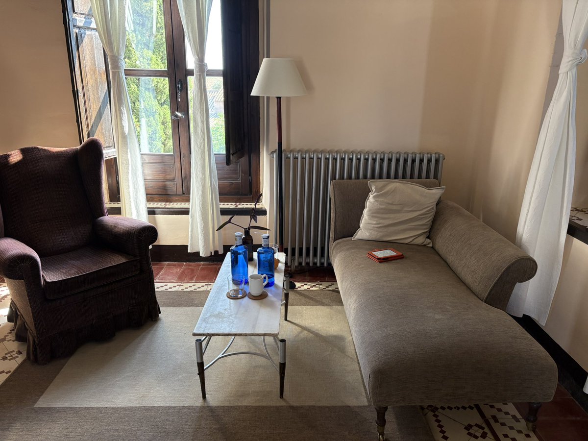 scriptwren's tweet image. This afternoon, halfway through my first book. It’s the hottest day we’re due here and probably no place for a ginger outside!