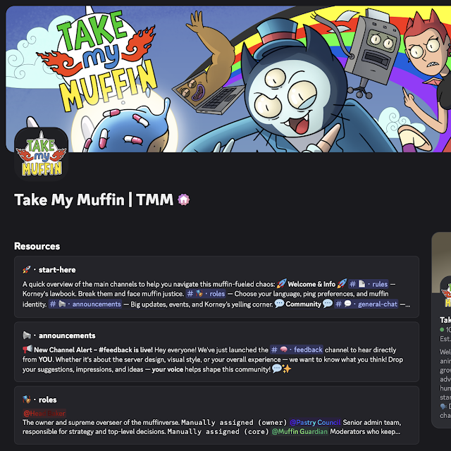 tmm_sol's tweet photo. 🎉📢 Official Take My Muffin Discord is live! 🧁 Discuss eps, drop theories, share memes &amp; get sneak peeks before anyone else 👀 Join the weirdest corner of the internet: https://t.co/e3wLbrYB66 #TakeMyMuffin #DiscordLaunch #FanCommunity https://t.co/D9eAn3Zo9y