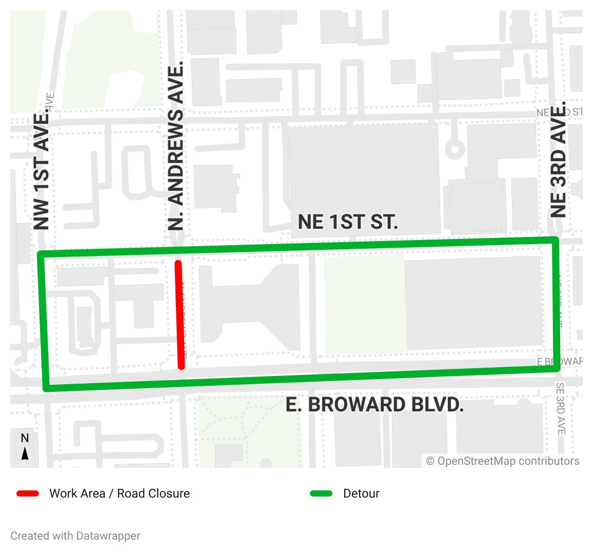 FTLCityNews's tweet image. REMINDER: Asphalt resurfacing is coming soon to a segment of N Andrews Ave.
🗓️ Overnight Wed 7/30 &amp;amp; Thurs 7/31, 8 PM - 6 AM
📍 Closed: N Andrews Ave from W/E Broward Blvd to NW/NE 1st St
🚧 Detour: NW 1st Ave &amp;amp; NE 3rd Ave
More: 🔗 ftlcity.info/andrews0730