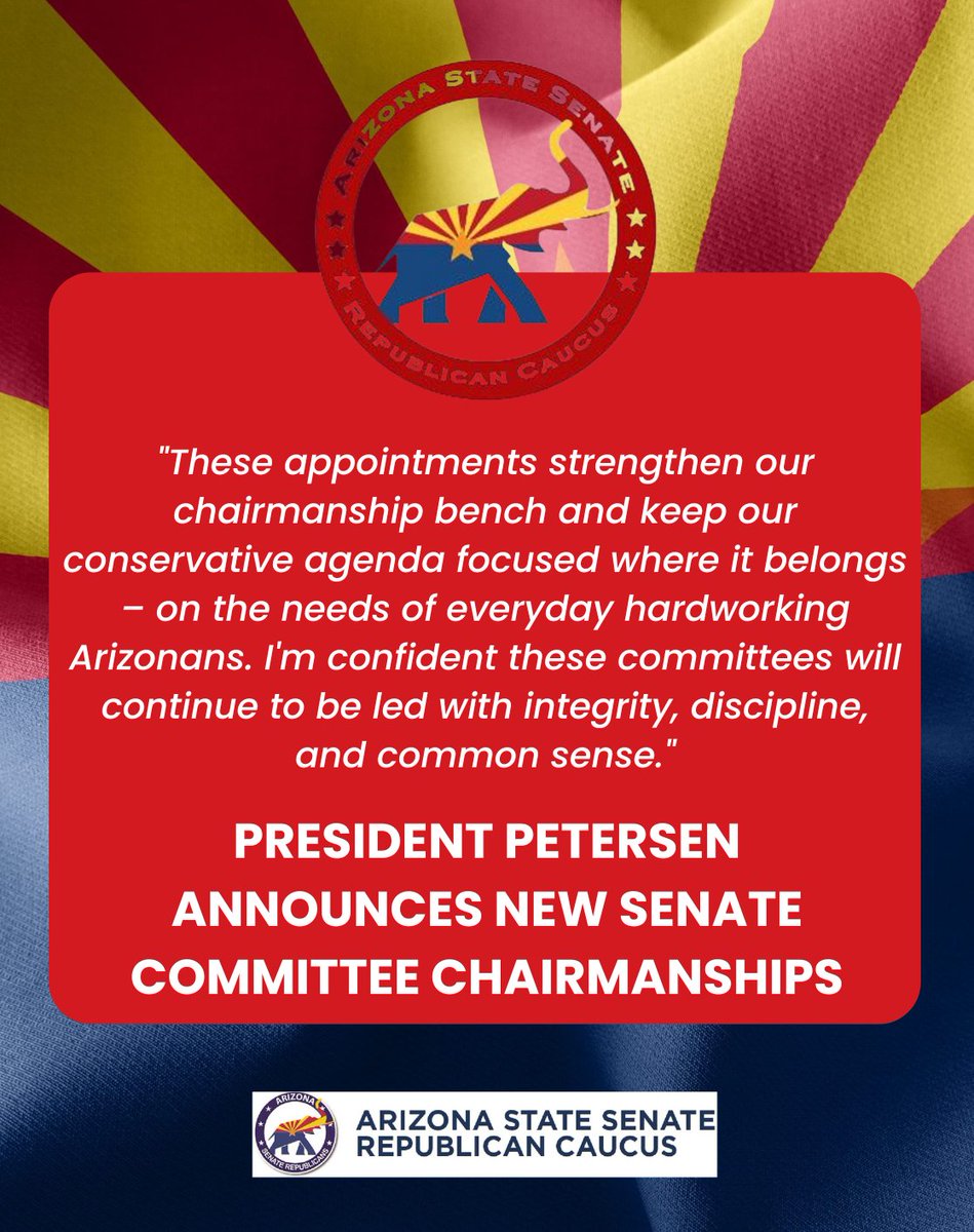 AZSenateGOP's tweet image. 🚨FOR IMMEDIATE RELEASE: President Petersen Announces New Senate Committee Chairmanships
Full press release: azsenaterepublicans.gov/post/president…
@votewarren