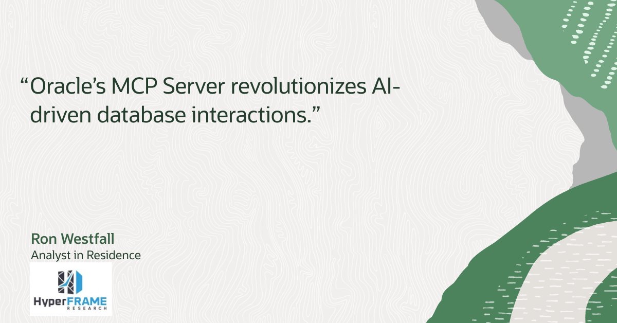 Develop AI-powered apps with #MCP Server for Oracle Database--The innovative way to chat, report, and perform database operations with your database anywhere—on-premises, on OCI and leading cloud hyperscalers, or on your laptop. social.ora.cl/6019fMu5t