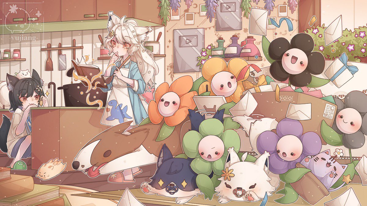 CampanulaSheep's tweet photo. 歡慶魔法煉金坊三週年！
感謝花花們一路撐起日常運作——從扶正隨時失控打滑的翻車狼，到安撫思路總是走山的斜咖狐，煉金坊能穩穩走到今日，全靠妳們新鮮的肝呀！

相信煉金坊會年年更好、更斜、更精彩！

#箱箱TheBox #森森鈴蘭 #瑪格麗特諾爾絲 #箱箱三周年

（下續 https://t.co/sMBoYsICQY