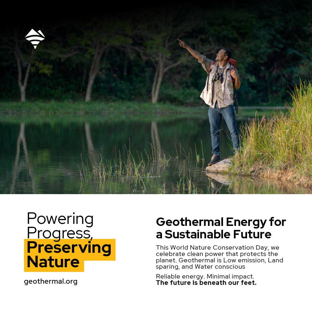 On #WorldNatureConservationDay, we spotlight energy that works with nature — like geothermal:
✅ Low emissions
✅ Minimal land use
✅ Water-efficient

Clean, constant, and climate-aligned. ♨️🌍

🔗 Join us at #GRC2025:
hubs.ly/Q03y2GLH0

#GeothermalRising #AlwaysOn
