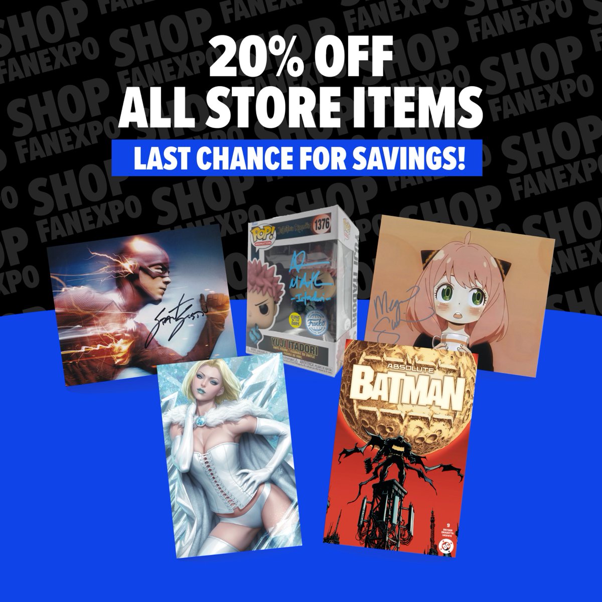 FANEXPOBoston's tweet image. ⚠️ LAST CALL: 20% off sitewide ends tonight. Don’t miss your chance to score exclusive merch and collectibles—sale ends at midnight. spr.ly/6018fHuEy
#ShopFANEXPO
