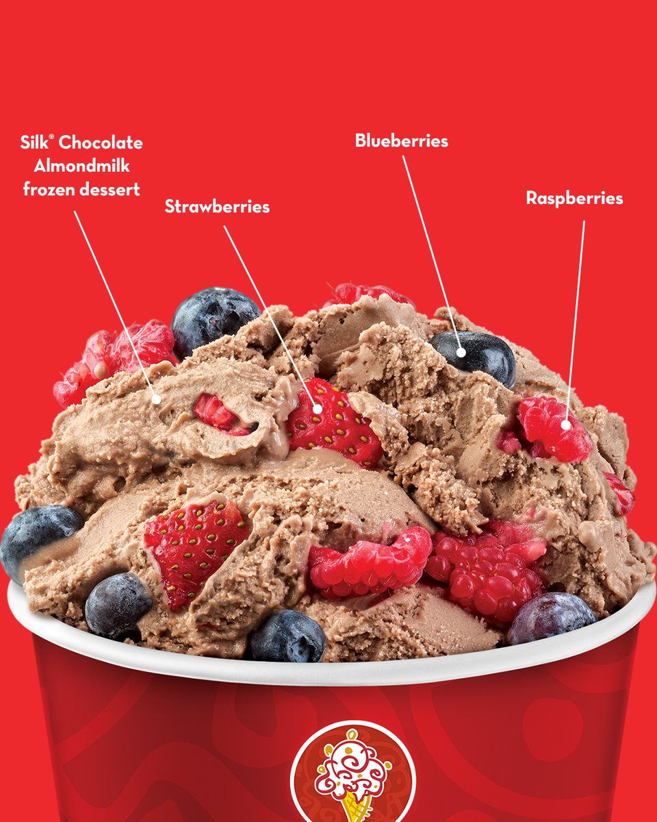 All the berry goodness, none of the dairy.👏 Our Very Berry Non-Dairy™ Creation™ is packed with chocolate-y fruity flavor and totally plant-based! 🍓🫐🌿✨