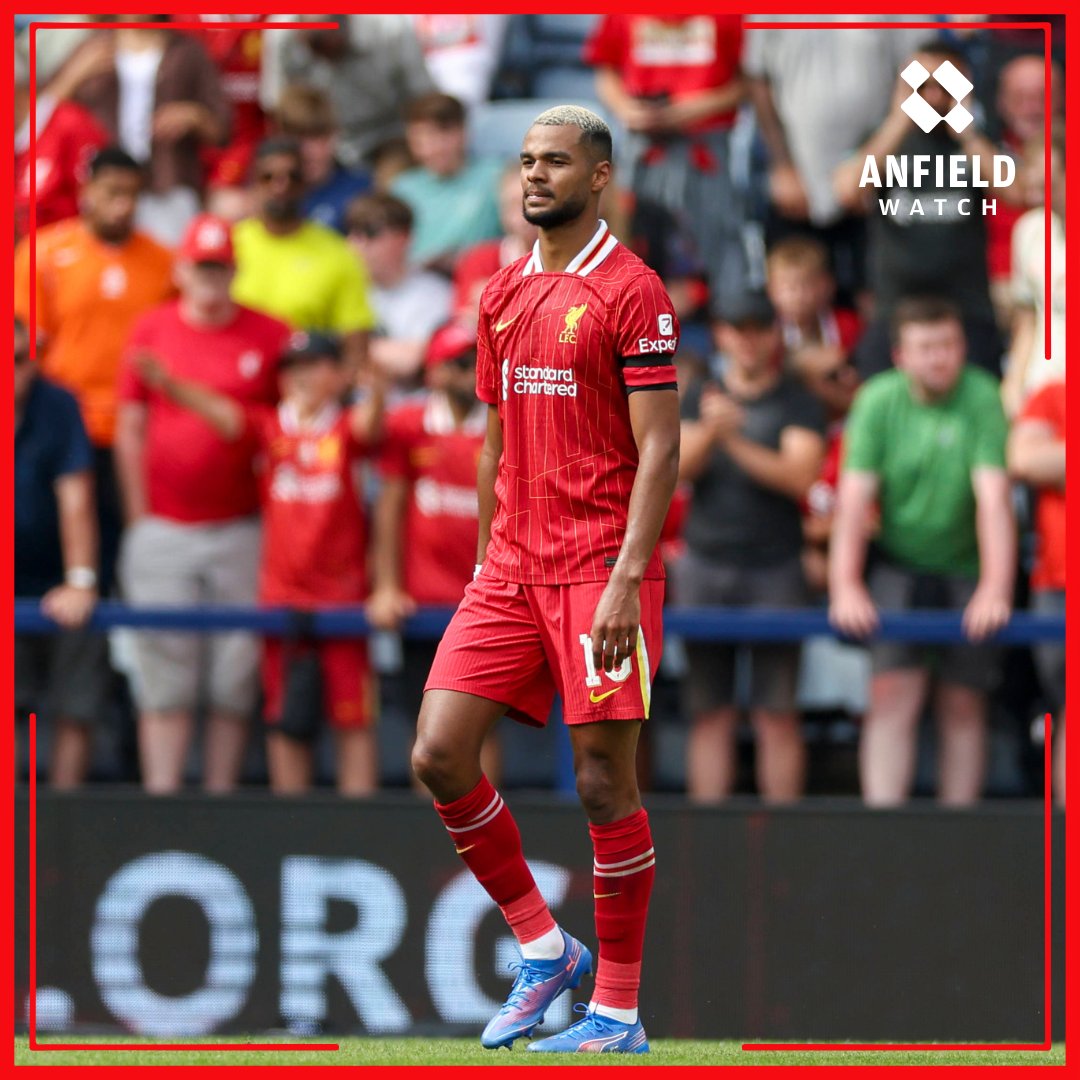 AnfieldWatch's tweet image. Cody Gakpo is now the undisputed start for Liverpool on the left. What sort of numbers are you expecting him to hit this season? 🤔
